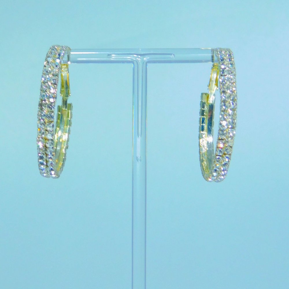 Rhinestone & Gold Crystal Hoop Earrings NEW!